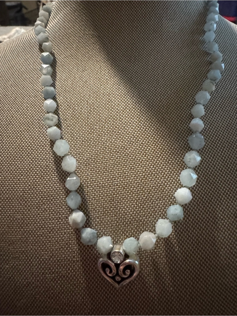 Brighton White Faceted Bead Necklace with Heart Charm